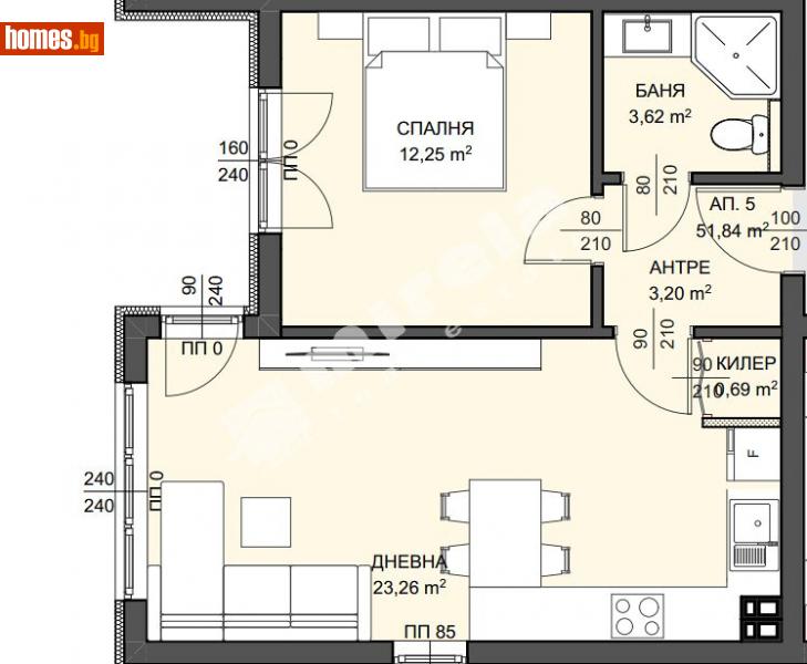 Двустаен, 58m² - Варна, Варна - Апартамент за продажба - МИРЕЛА - 114531438