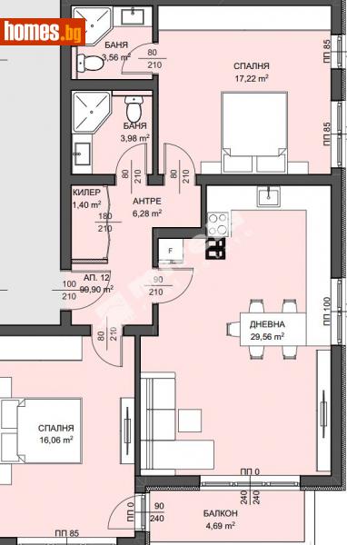 Тристаен, 111m² - Варна, Варна - Апартамент за продажба - МИРЕЛА - 114531445