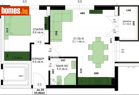 Двустаен, 60m² - Апартамент за продажба - 114576784