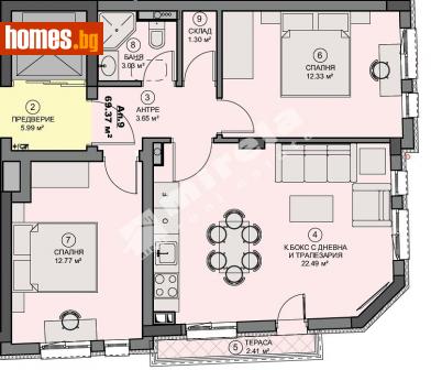 Тристаен, 81m² - Апартамент за продажба - 114607208