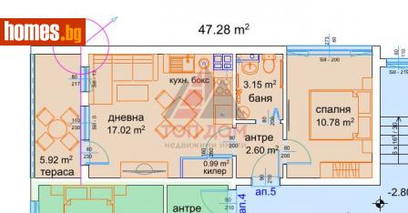 Двустаен, 47m² - Апартамент за продажба - 114615112