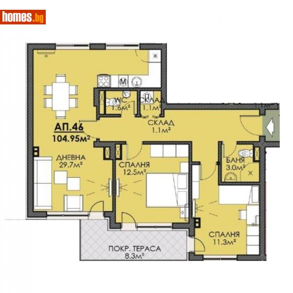 Тристаен, 105m² - Жк. Меден Рудник, Бургас - Апартамент за продажба - ЕМ ДЖИ ЕСТЕЙТ - 114628017