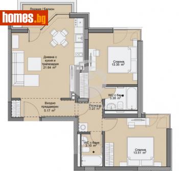 Тристаен, 106m² - Апартамент за продажба - 114672466