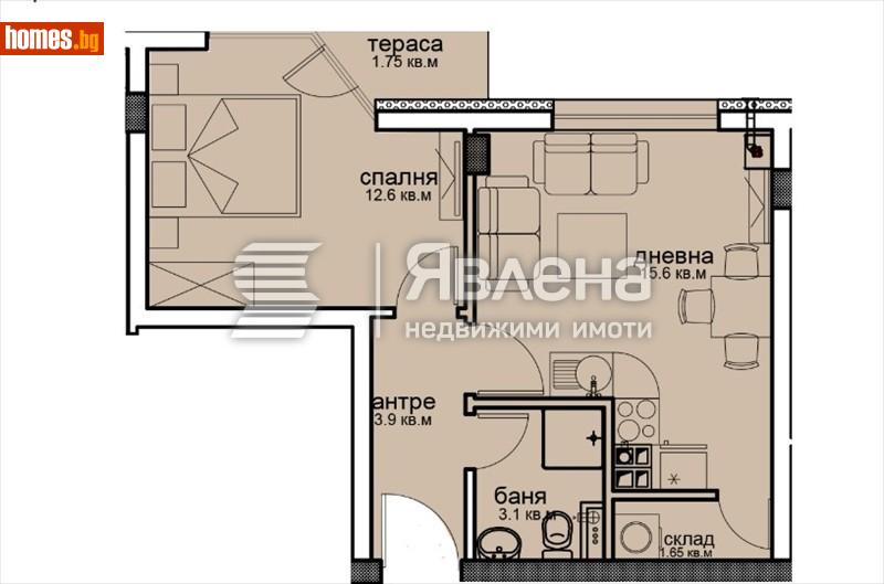 Двустаен, 57m² - Кв. Витоша, София - Апартамент за продажба - ЯВЛЕНА - 114674647