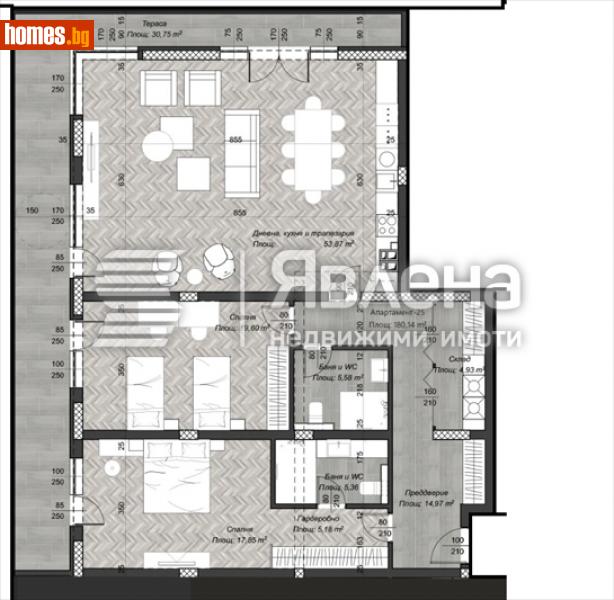 Тристаен, 212m² -  Център, София - Апартамент за продажба - ЯВЛЕНА - 114689236