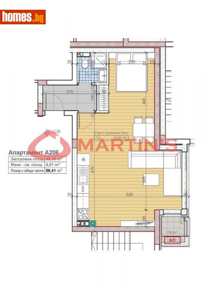 Едностаен, 58m² - Кв. Павлово, София - Апартамент за продажба - МАРТИНС Риелторс - 114691574