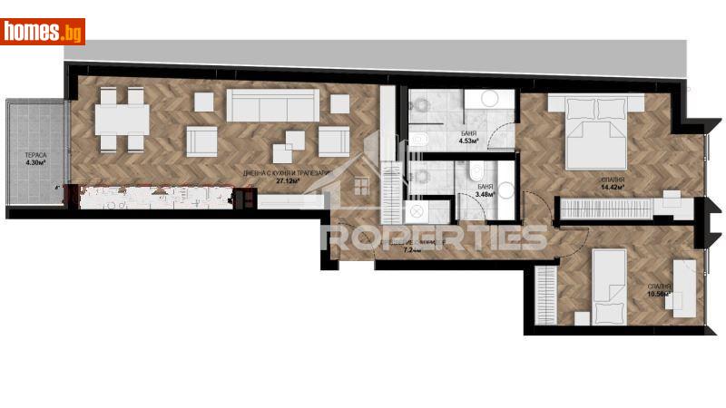 Тристаен, 100m² -  Център, София - Апартамент за продажба - BasProperties - 114729023