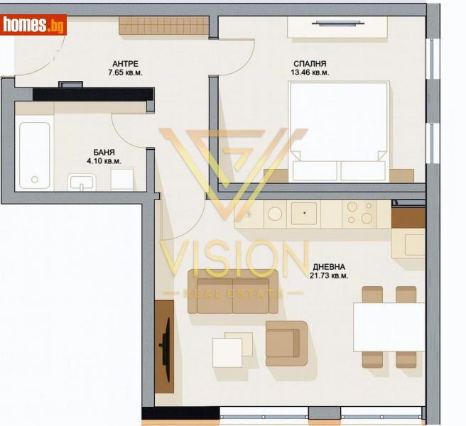 Двустаен, 67m² - Кв. Симеоново, София - Апартамент за продажба - Vision Real Estate - 114741514