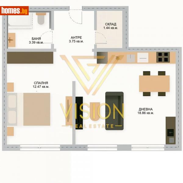 Двустаен, 57m² - Кв. Симеоново, София - Апартамент за продажба - Vision Real Estate - 114741517