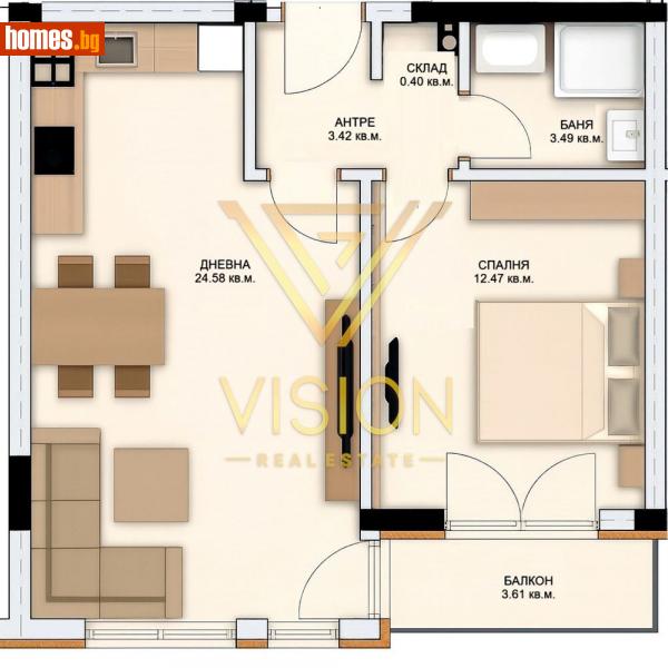 Двустаен, 66m² - Кв. Симеоново, София - Апартамент за продажба - Vision Real Estate - 114741519