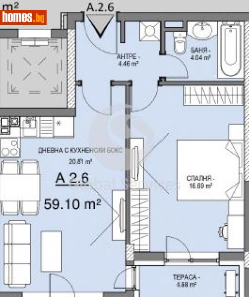 Двустаен, 71m² - Кв. Витоша, София - Апартамент за продажба - Глобъл Сървисиз ООД - 114741671