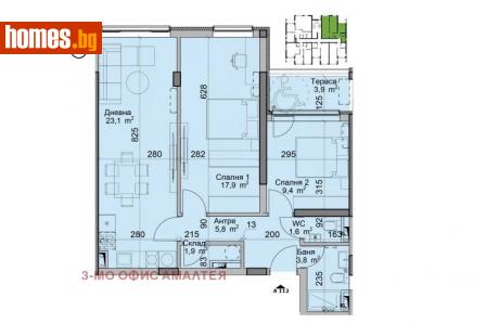 Тристаен, 94m² - Апартамент за продажба - 114742220