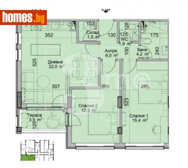 Тристаен, 93m² - Апартамент за продажба - 114742226
