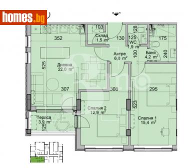 Тристаен, 93m² - Апартамент за продажба - 114742228