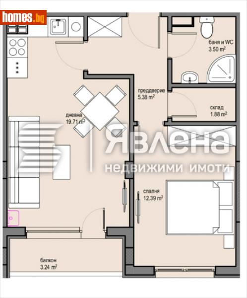 Двустаен, 62m² - Жк. Красна Поляна, София - Апартамент за продажба - ЯВЛЕНА - 114762292