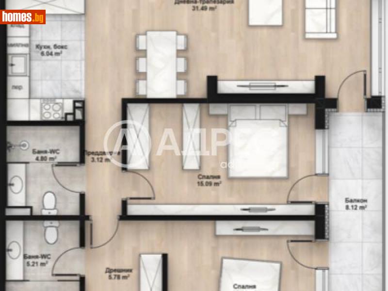Тристаен, 122m² - Жк. Люлин 2, София - Апартамент за продажба - АДРЕС НЕДВИЖИМИ ИМОТИ - 114777423