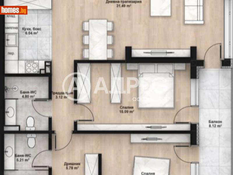 Тристаен, 122m² - Жк. Люлин 2, София - Апартамент за продажба - АДРЕС НЕДВИЖИМИ ИМОТИ - 114777425