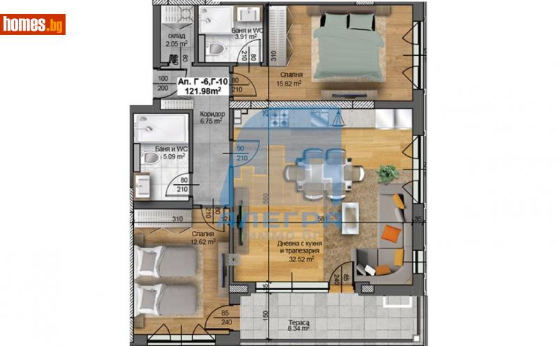 Тристаен, 122m² - Жк. Христо Смирненски, Пловдив - Апартамент за продажба - Alegra ImmoBG - 114794156