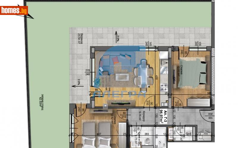 Тристаен, 182m² - Жк. Христо Смирненски, Пловдив - Апартамент за продажба - Alegra ImmoBG - 114794164