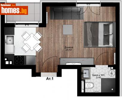 Едностаен, 45m² - Апартамент за продажба - 114795718