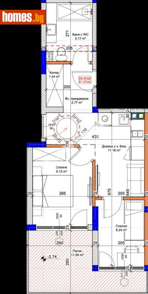 Тристаен, 61m² - Варна, Варна - Апартамент за продажба - МИРЕЛА - 114810665