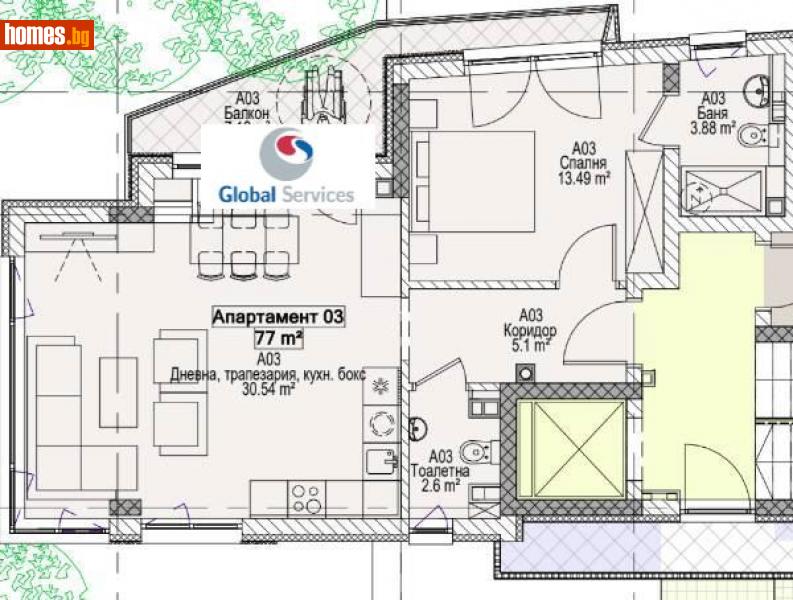 Двустаен, 90m² -  Драгалевци, София - Апартамент за продажба - Глобъл Сървисиз ООД - 114817553