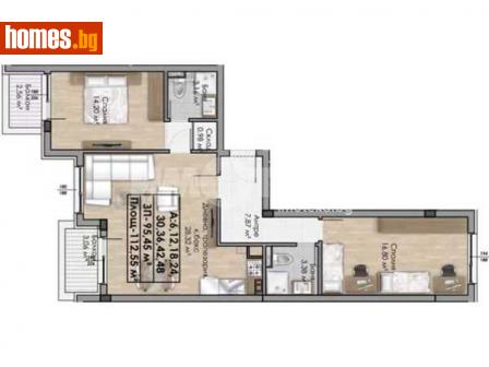 Тристаен, 112m² - Апартамент за продажба - 114824158