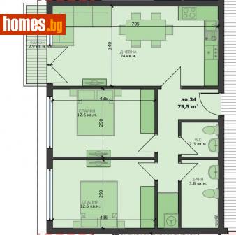 Тристаен, 89m² - Апартамент за продажба - 114882576