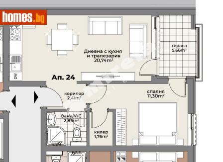 Двустаен, 61m² - Апартамент за продажба - 114958737