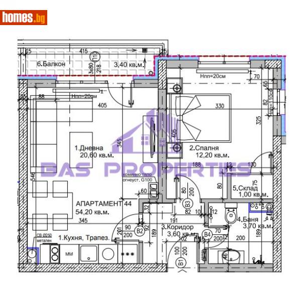 Двустаен, 61m² - Жк. Люлин 5, София - Апартамент за продажба - BasProperties - 114972405