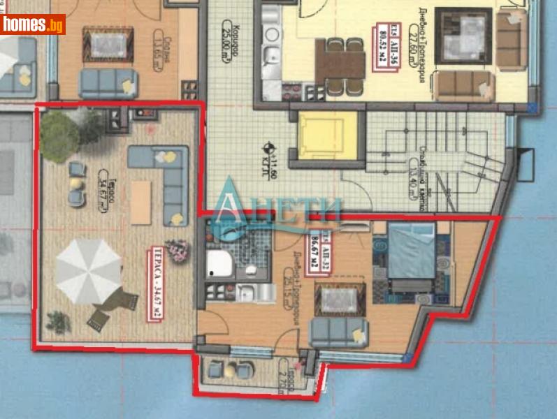 Едностаен, 87m² - Жк. Дружба 1, София - Апартамент за продажба - АНЕТИ - 115027309