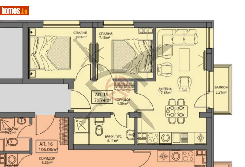 Тристаен, 72m² - Жк. Левски В, София - Апартамент за продажба - ЕКС НВД - 115044737