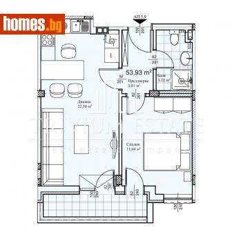 Двустаен, 53m² - Апартамент за продажба - 115076344