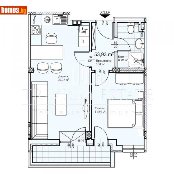 Двустаен, 53m² - Кв. Прослав, Пловдив - Апартамент за продажба - Тrivium Estate - 115076344