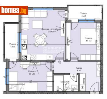 Тристаен, 92m² - Апартамент за продажба - 115093826