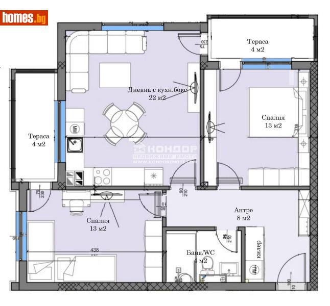 Тристаен, 92m² - Кв. Кършияка, Пловдив - Апартамент за продажба - КОНДОР НЕДВИЖИМИ ИМОТИ - 115093826