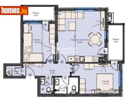 Тристаен, 97m² - Апартамент за продажба - 115110986