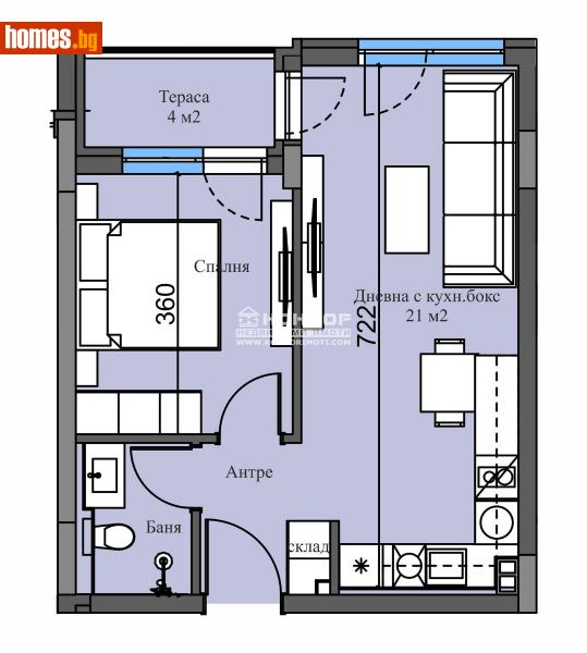 Двустаен, 59m² - Жк. Младежки хълм, Пловдив - Апартамент за продажба - КОНДОР НЕДВИЖИМИ ИМОТИ - 115128470