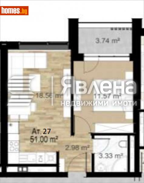 Двустаен, 60m² -  Център, София - Апартамент за продажба - ЯВЛЕНА - 115147809