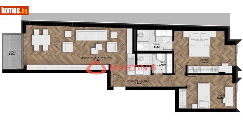 Тристаен, 100m² -  Център, София - Апартамент за продажба - МАРТИНС Риелторс - 115197235