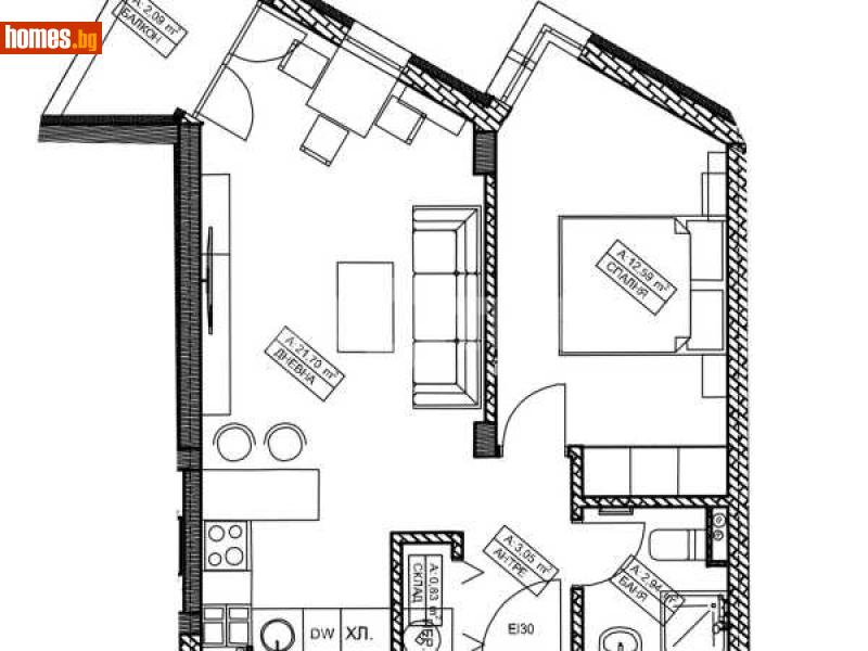 Двустаен, 57m² - Кв. Витоша, София - Апартамент за продажба - ИМОТЕКА АД - 115241607