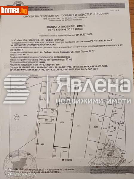 Парцел, 1722m² - Кв. Орландовци, София - Парцел за продажба - ЯВЛЕНА - 115256933