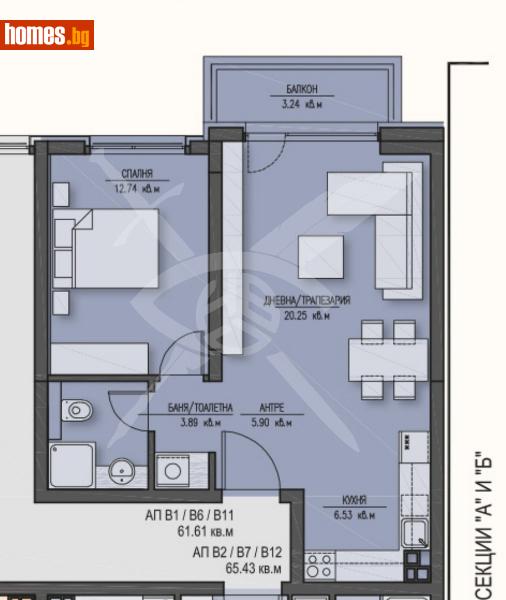 Двустаен, 80m² - Жк. Зона Б5, София - Апартамент за продажба - ЕКС НВД - 115358027
