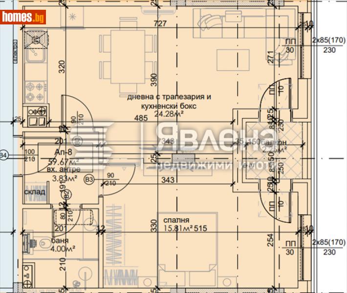Двустаен, 67m² - Кв. Хладилника, София - Апартамент за продажба - ЯВЛЕНА - 115370284