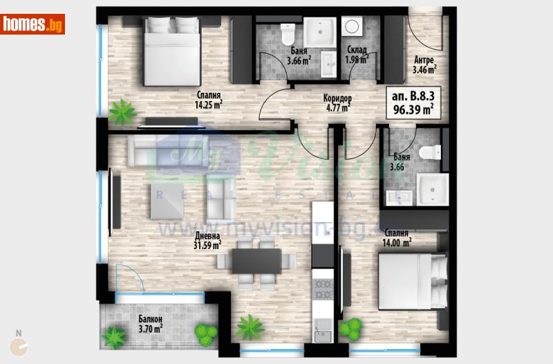 Тристаен, 113m² - Кв. Манастирски Ливади, София - Апартамент за продажба - Myvision Real Estate - 115441200