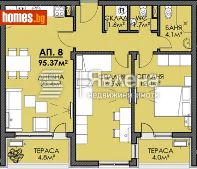 Тристаен, 95m² - Апартамент за продажба - 115449139