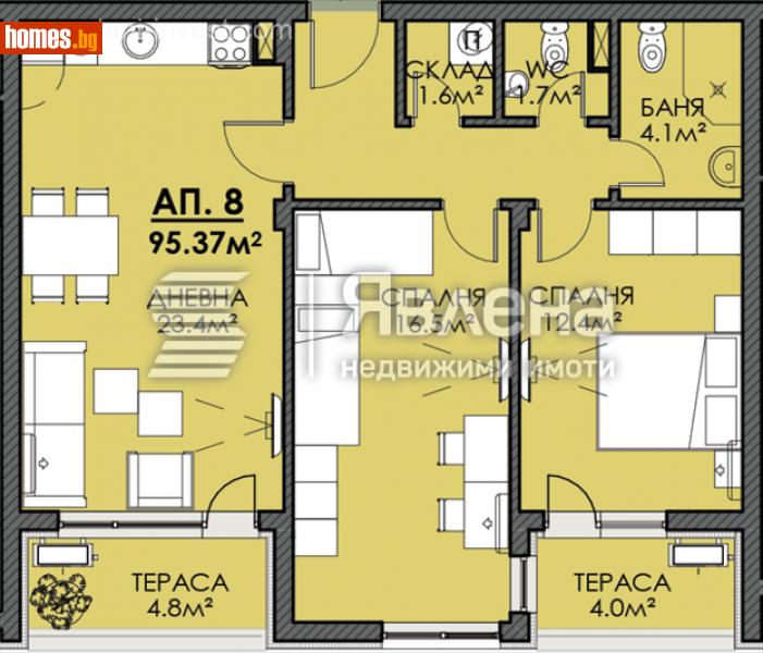 Тристаен, 95m² - Жк. Меден Рудник, Бургас - Апартамент за продажба - ЯВЛЕНА - 115449139