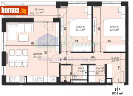 Тристаен, 103m² - Апартамент за продажба - 115451279