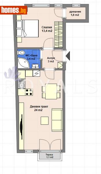 Двустаен, 80m² -  ЗК Тракия, Варна - Апартамент за продажба - РОЯЛС - 115457089