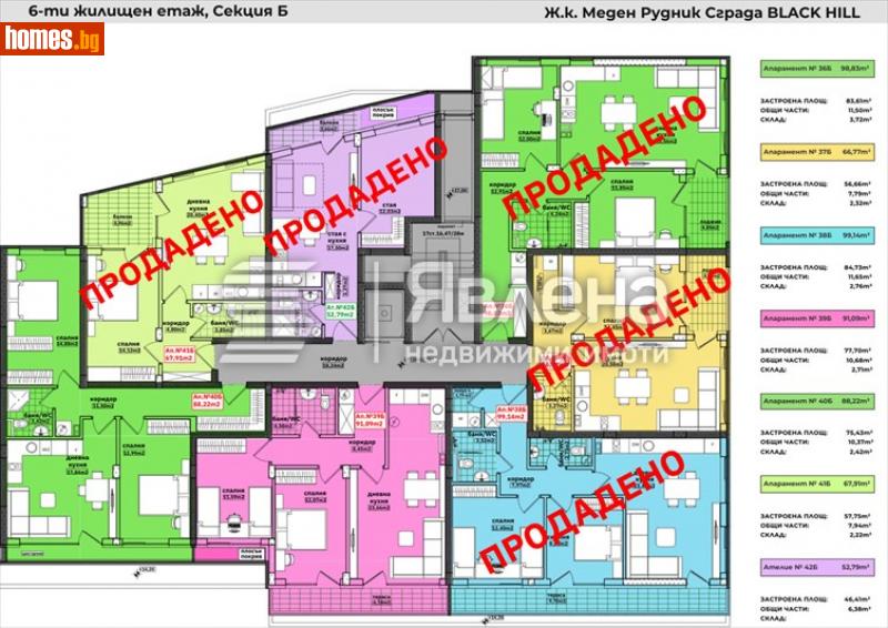 Тристаен, 91m² - Жк. Меден Рудник, Бургас - Апартамент за продажба - ЯВЛЕНА - 115479776